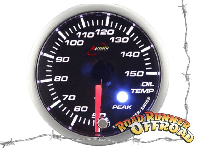 GAUGE OIL TEMP 60MM SUPER WHITE LED  DISPLAY WITH WARNING RACETECH RT-60RTOTSWL2