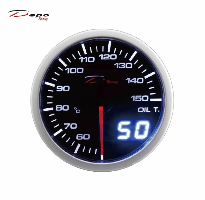 OIL TEMPERATURE GAUGE 52MM ANALOG WITH DIGITAL DEPO WA5247BLED  (SKU 30-020)