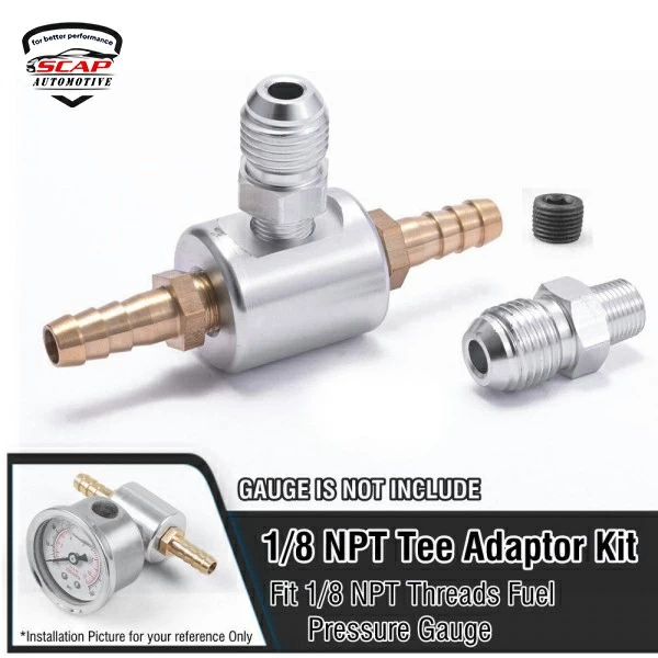1/8 NPT TEE FUEL PRESSURE GAUGE ADAPTOR  AA01G68 (SKU 34-288)