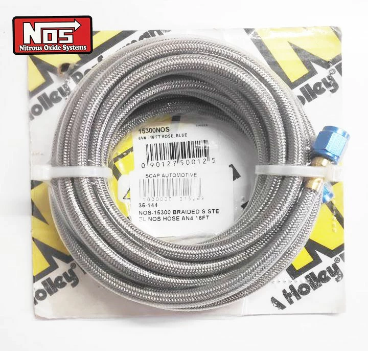 BRAIDED STAINLESS STEEL NOS HOSE AN4 16FT NOS-15300  (SKU 35-144)