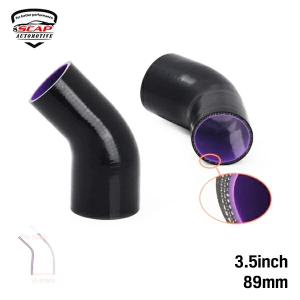 3inch-3.5inch   (76mm-89mm)   45DEGREE SILICONE HOSE (SKU 34-045)