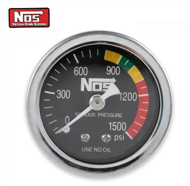 NITROUS PRESSURE - NOS GAUGE 0-1,500 PSI PSI, 1.5inch Diameter ANALOG MECHANICAL NOS-15925 (SKU 30-081)