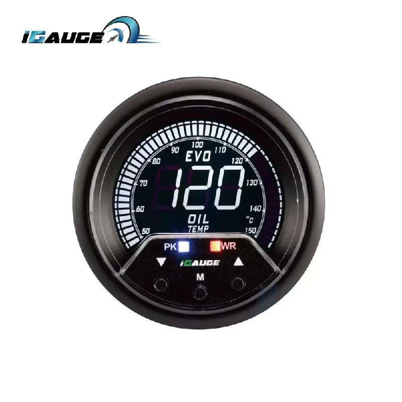 60MM LCD OIL TEMPERATURE GUAGE With Sensor & Warning & Peak DIGITAL  IG-60-OT-LCD -000782 (SKU 30-058)