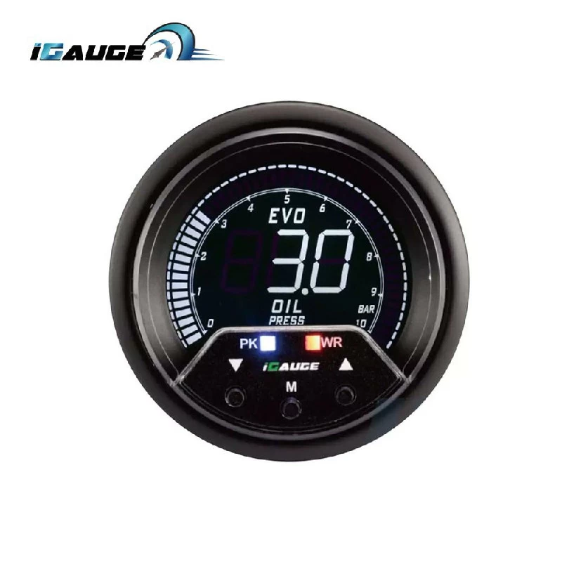60MM OIL PRESSURE LCD GUAGE With Sensor & Warning & Peak  DIGITAL  IG-60-OP-LCD (SKU 30-057)