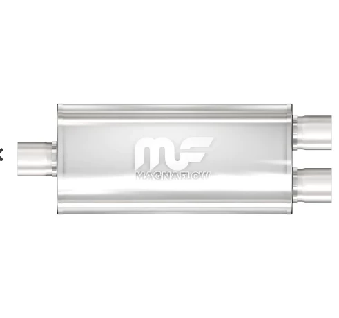 MUFFLER,3 IN.INLET/DUAL 3 IN.OUTLET,OL 24X CL18X W8"STAINLESS STEEL NATURAL MAGNAFLOW MGF-12298 (SKU 36-254)