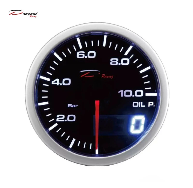 OIL PRESSURE GUAGE 52MM PSI ANALOG WITH DIGITAL DEPO WA5227BLED-PSI  (SKU 30-018)