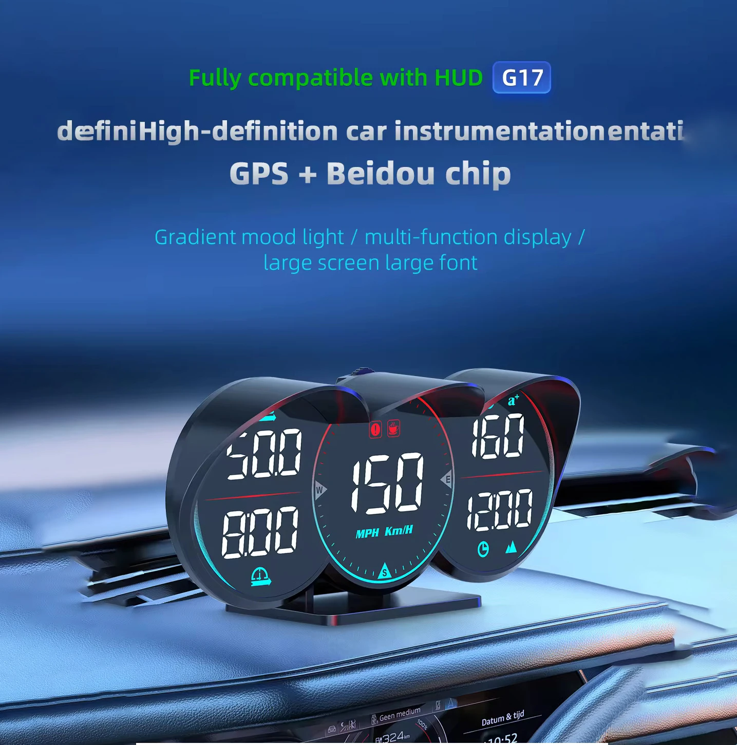 AUTO DIAGNOSTIC TOOL HEAD UP DISPLAYS GPS SPEEDOMETER 0G17 UNIVERSAL OBHUD OBHUD-0G17  (SKU 30-117)