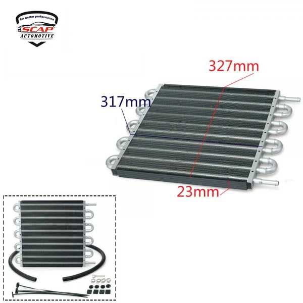 TRANSMISSION COOLER 10ROW 327L X 317H X 23T ALUMINIUM UNIVERSAL SCAP HYOC406 (SKU 32-258)