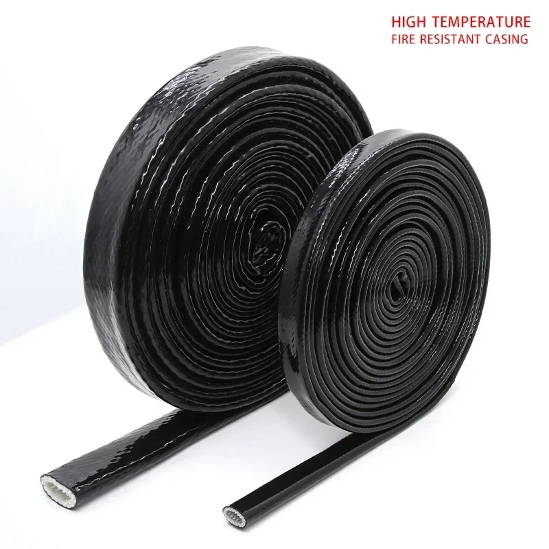 HIGH TEMPERATURE HEAT FLAME FIRE RESISTANT FIRESLEEVE BLACK 3/8X1M ID:10MM FHGAN6 (SKU 36-204)