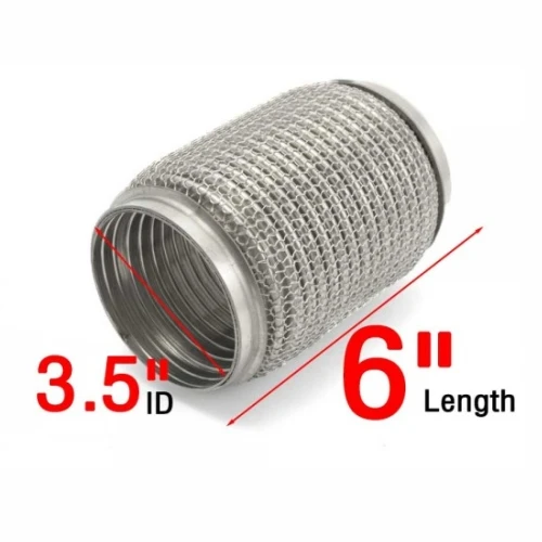 UNIVERSAL EXHAUST FLEXIBLE PIPE 3.5",6" LONG ST.STEEL 304 PEX89L06B (SKU 36-346)