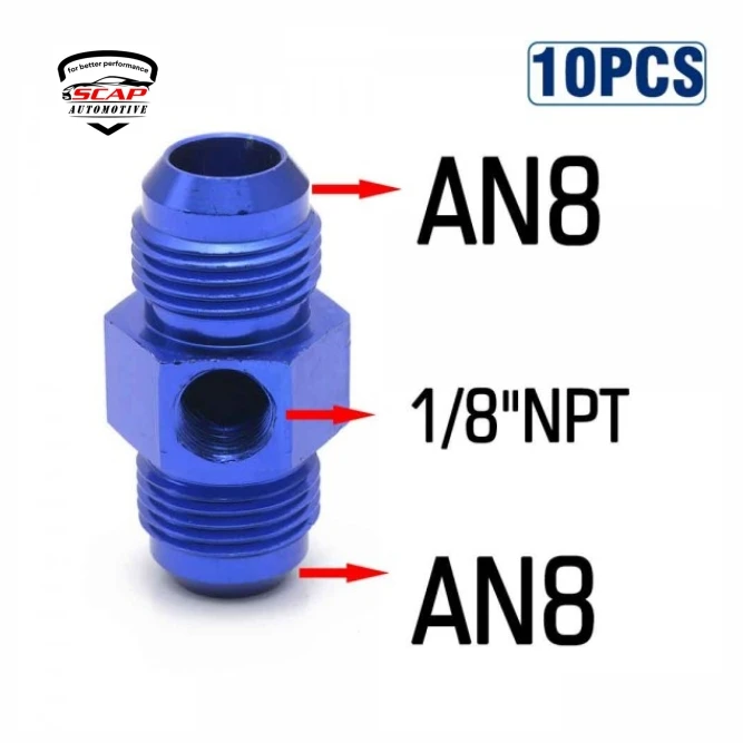 AN8 1/8"NPT MALE SIDE PORT OIL FUELL PRESSURE FITTING ADAPTOR JT8188 (SKU 34-430)